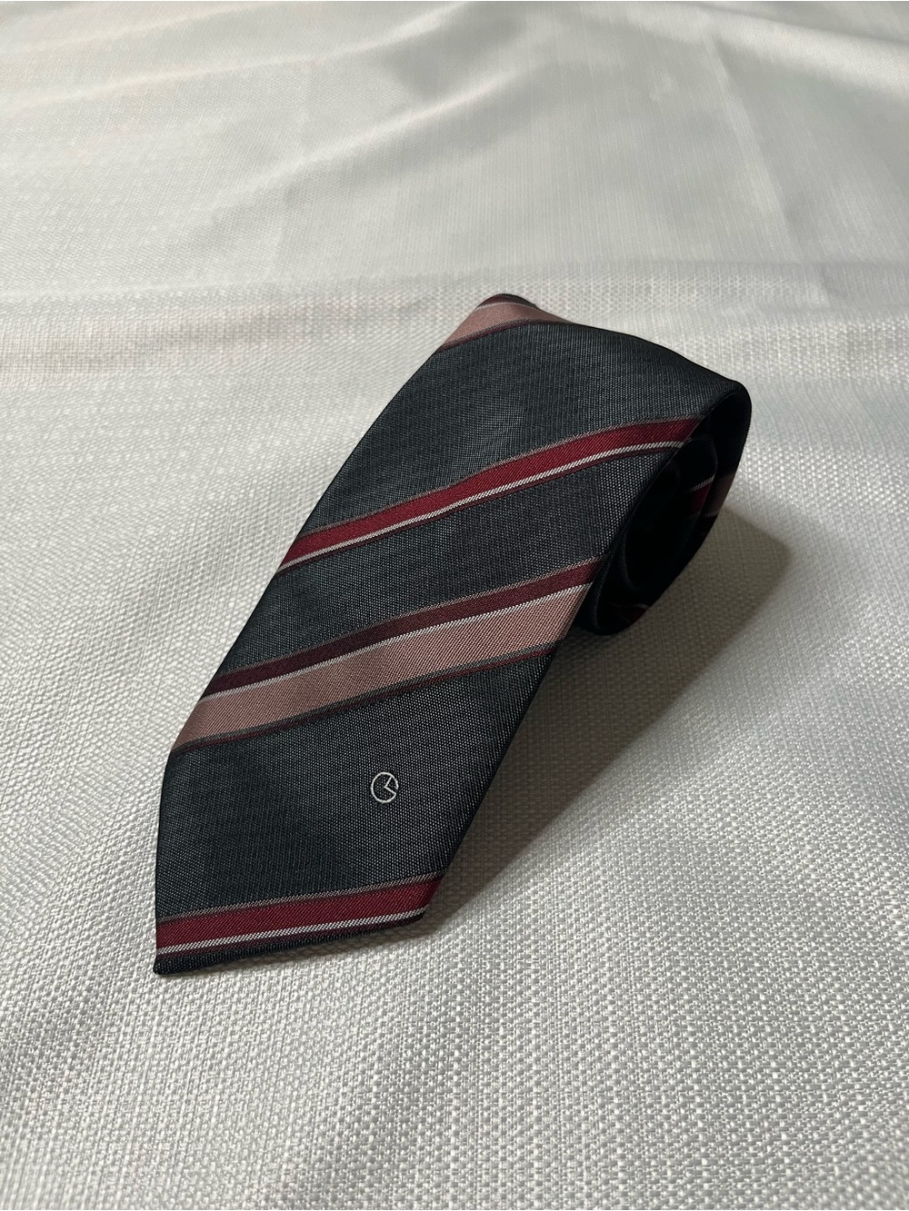 Vintage Goldlion Striped Tie Charcoal Burgundy Old Money Grandpacore Ivy League